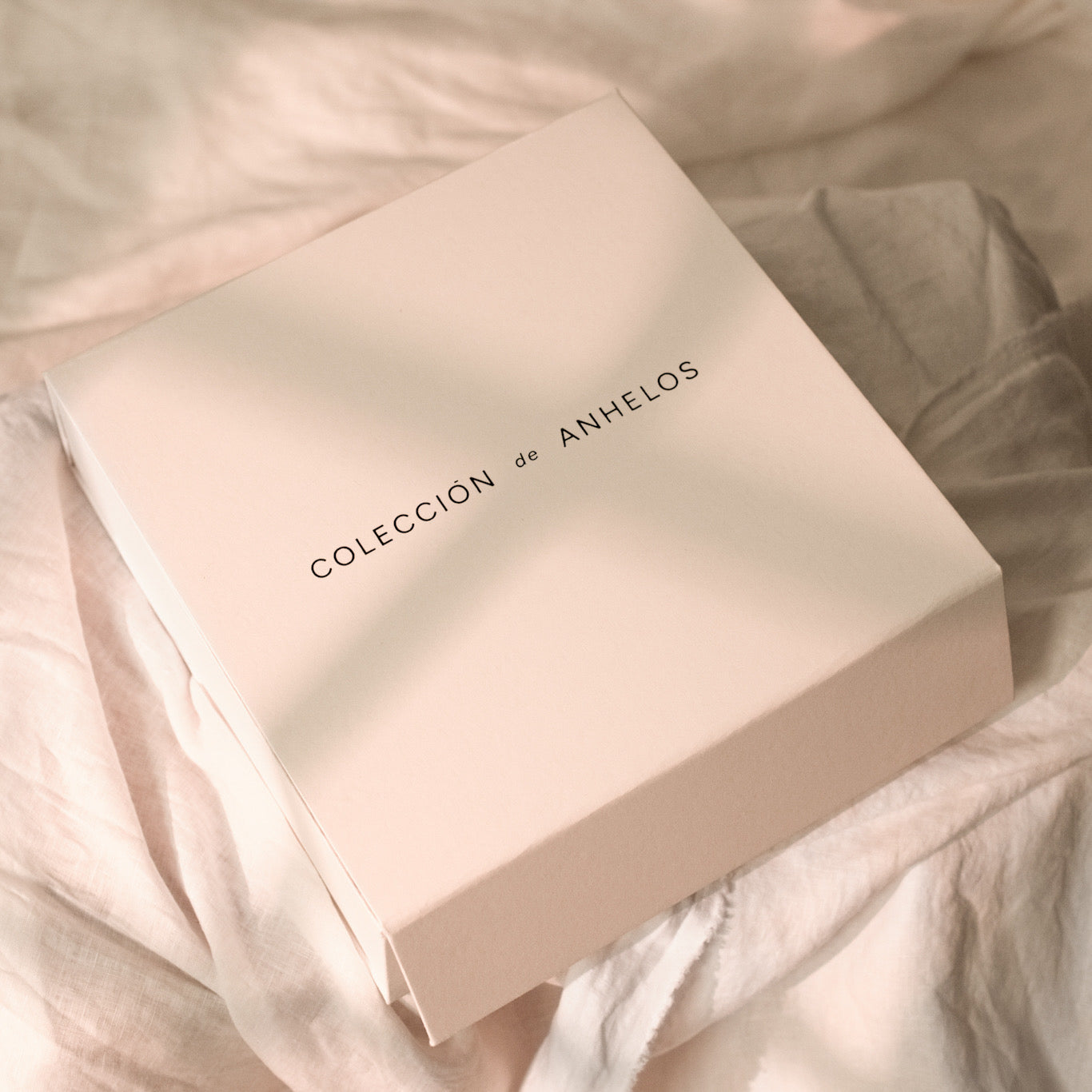 Caja premium cerrada con el logotipo de Colección de Anhelos